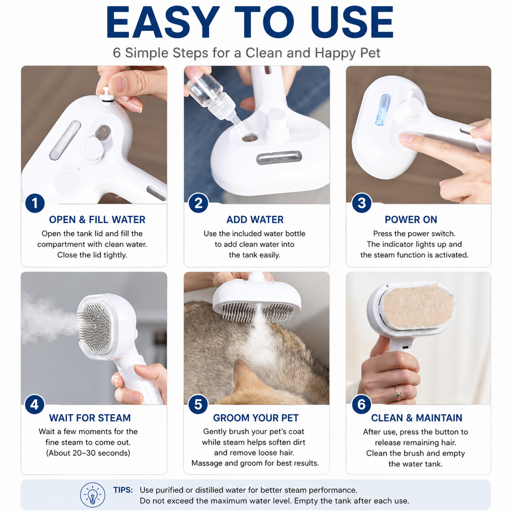 3-IN-1 AUTO-CLEAN STEAM PET BRUSH
